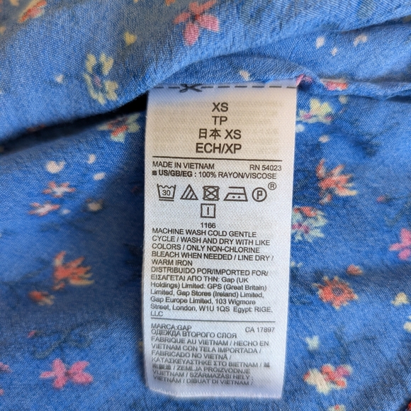 GAP Womens XS Blue Floral Print Dress Cottagecore Fairycore Whimsy Romantic - Picture 7 of 7
